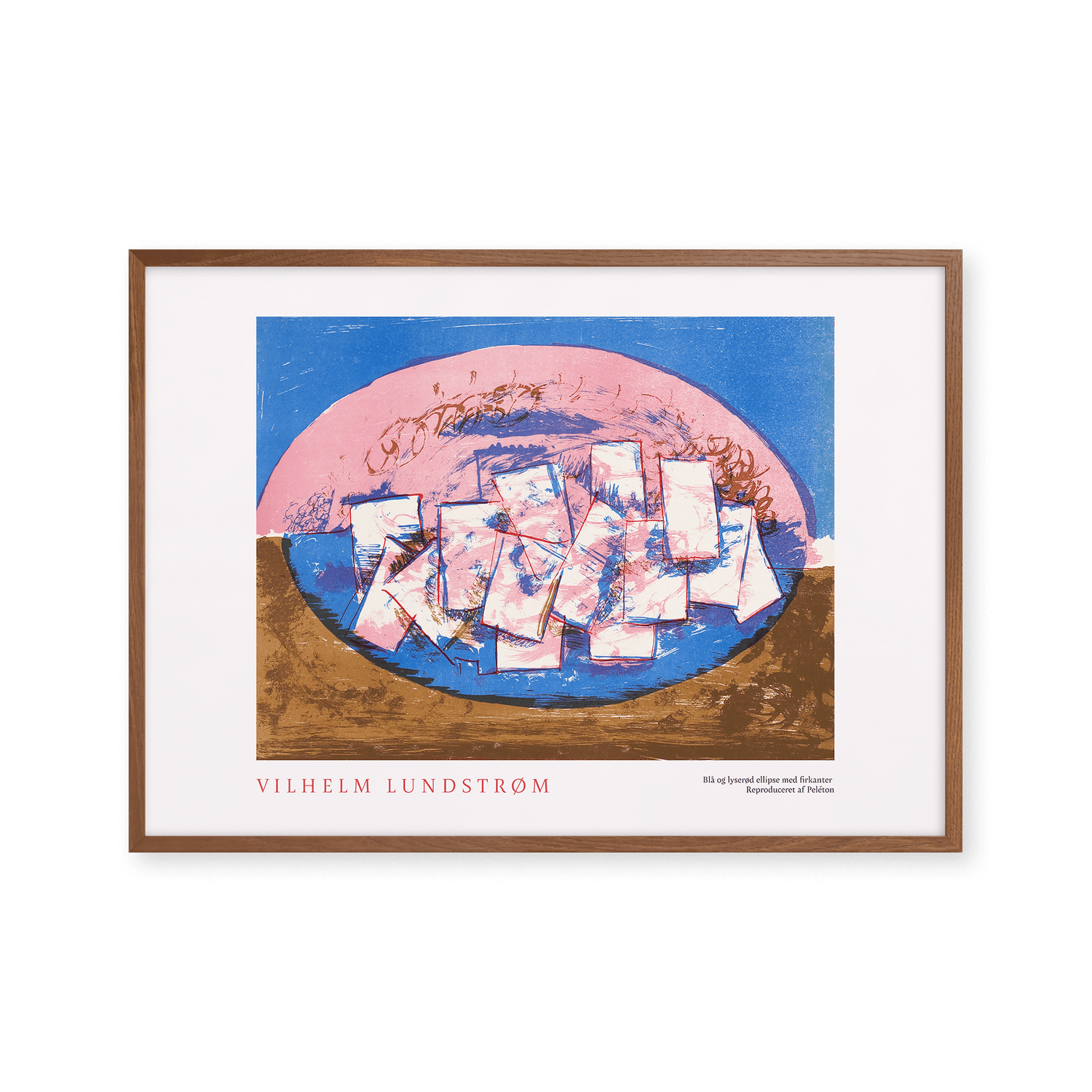 Blå og lyserød ellipse med firkanter