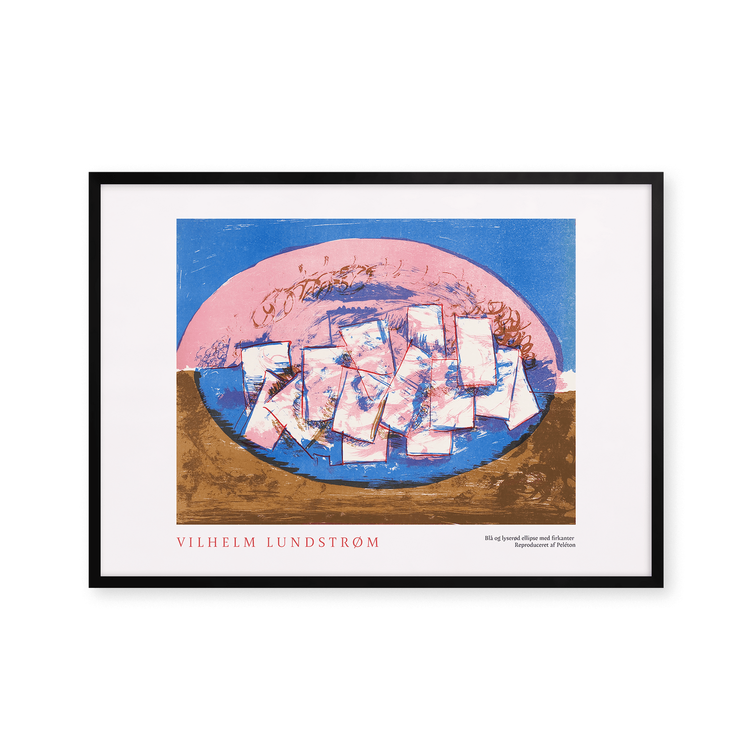 Blå og lyserød ellipse med firkanter