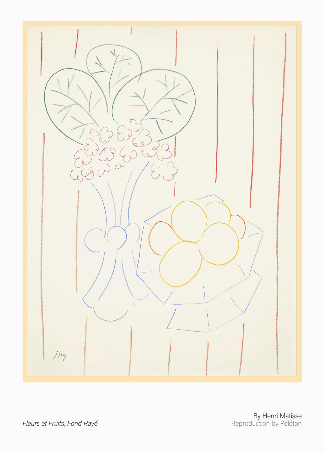 Flowers and Fruits, Striped Background
