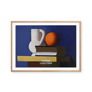 Setup with white jug, orange, and book