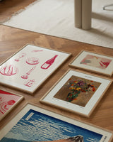 Composition of posters on the floor